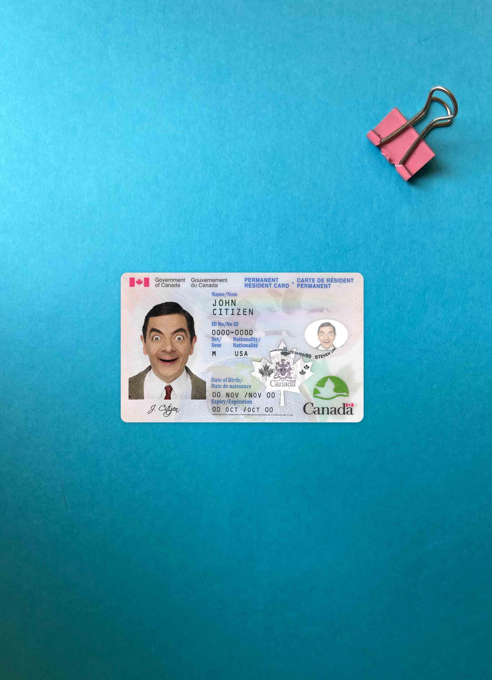 Canada Permanent resident card photolook FRONT PSD template